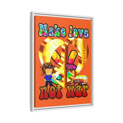 love peace - framed canvas art (orange)