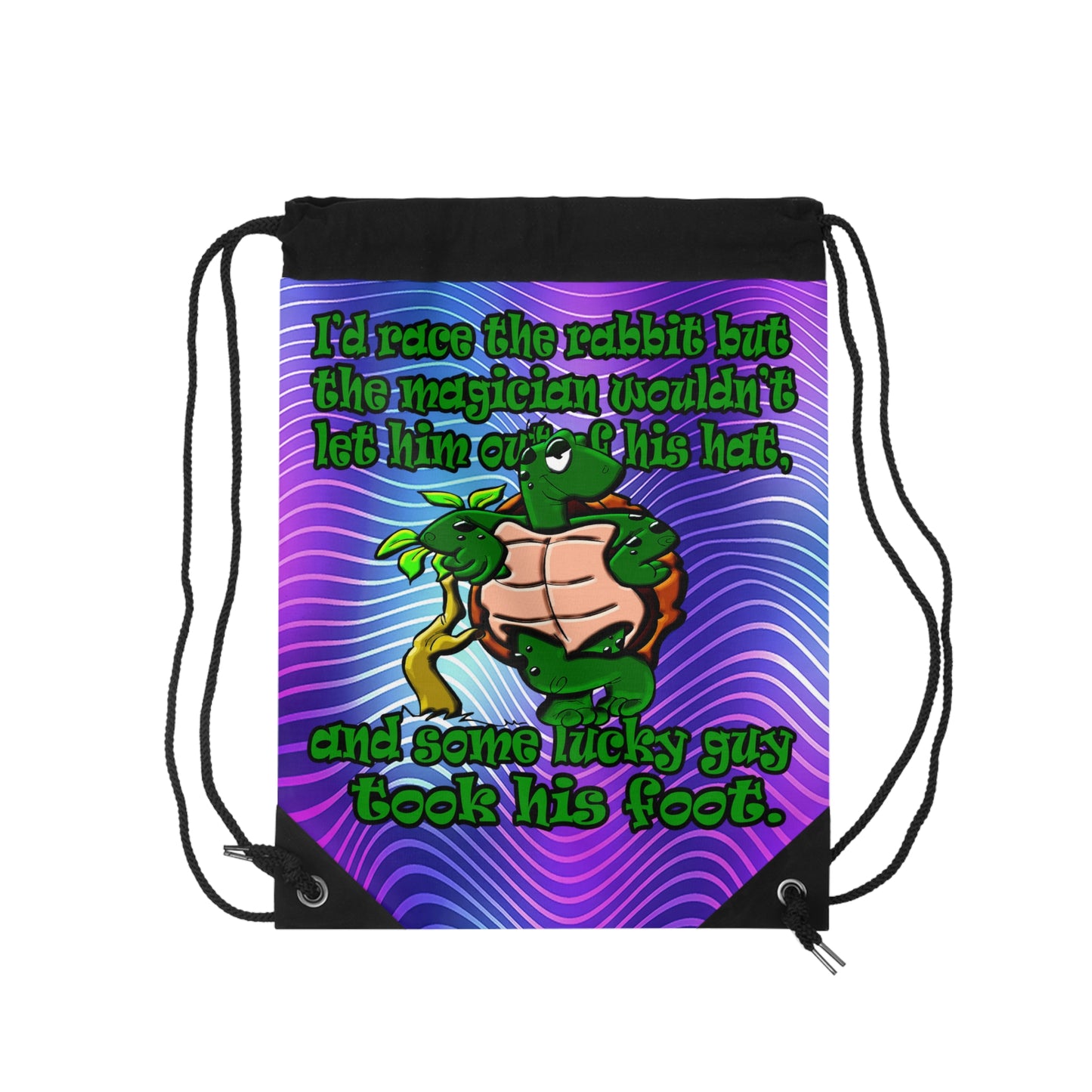 turtle race - Drawstring Bag (purple wave)