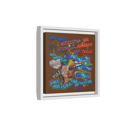 drop the beat - framed canvas art (brown)