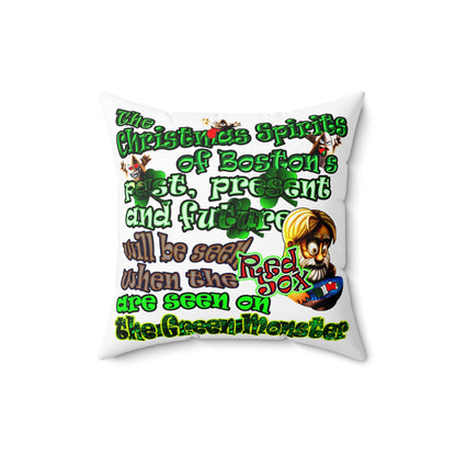 christmas spirits of boston - Spun Polyester Square Pillow - (white)