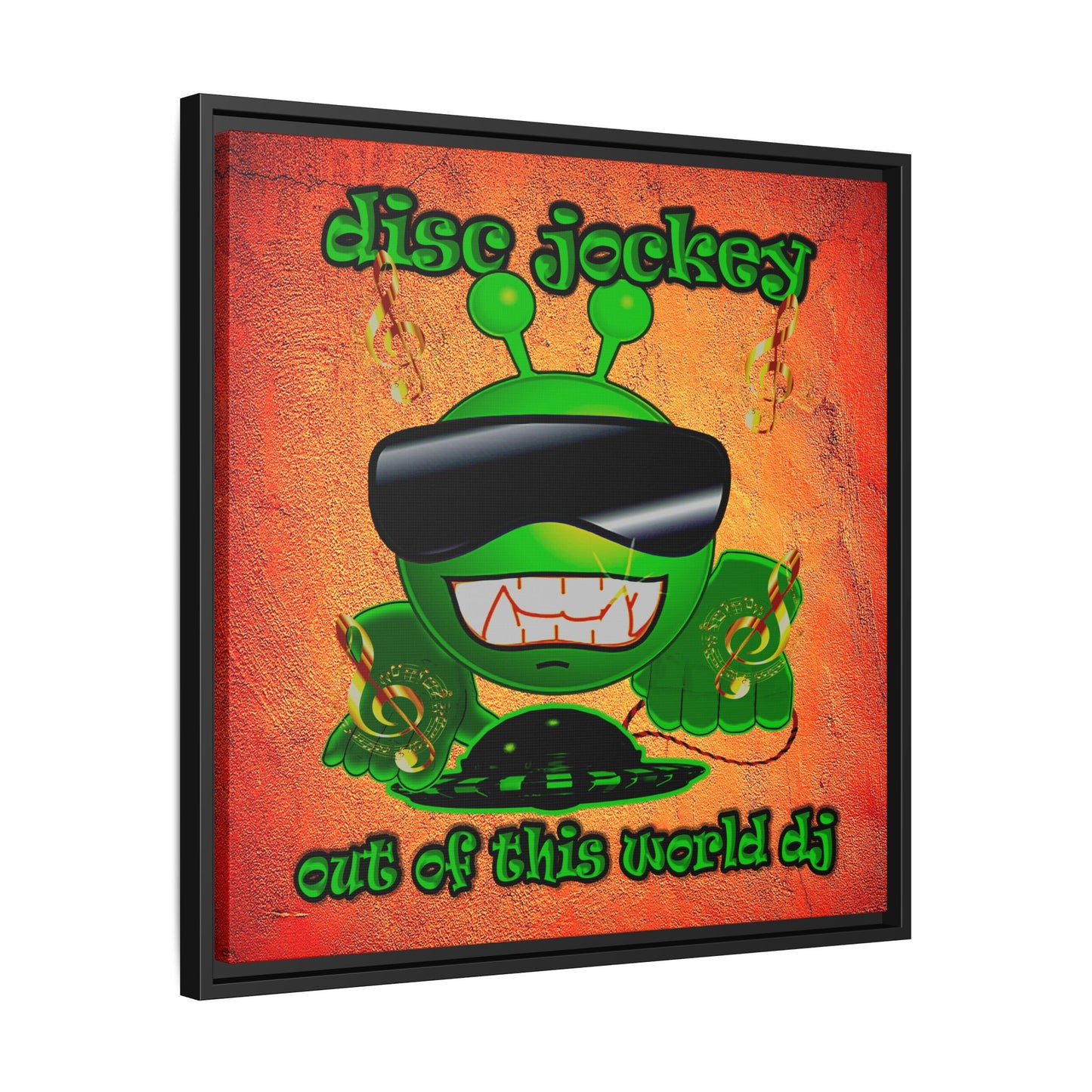 disc jockey - framed canvas art (burnt orange)