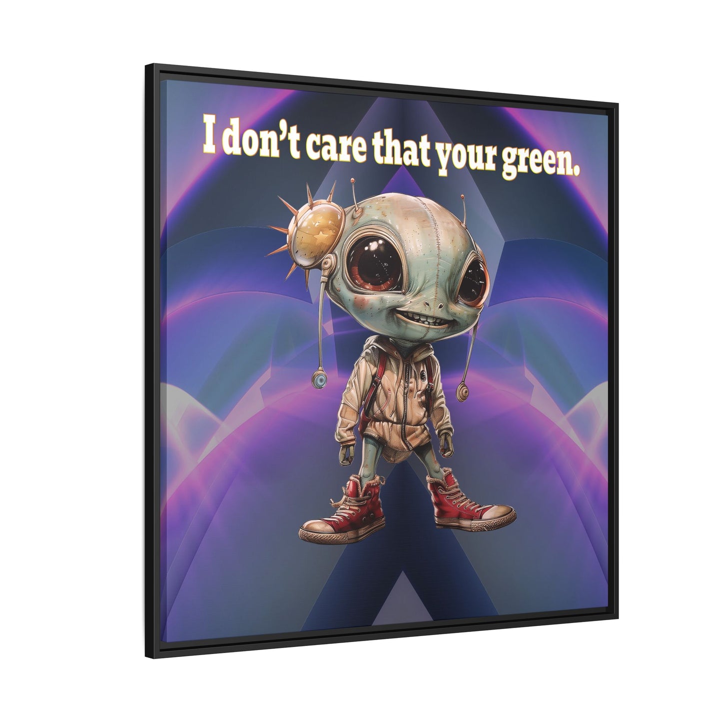 I don't care that your green - framed canvas art (grey-pink wave)