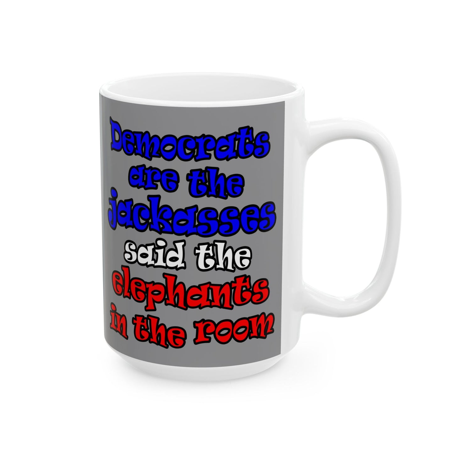 donkeys and elephants - White Mug (grey)