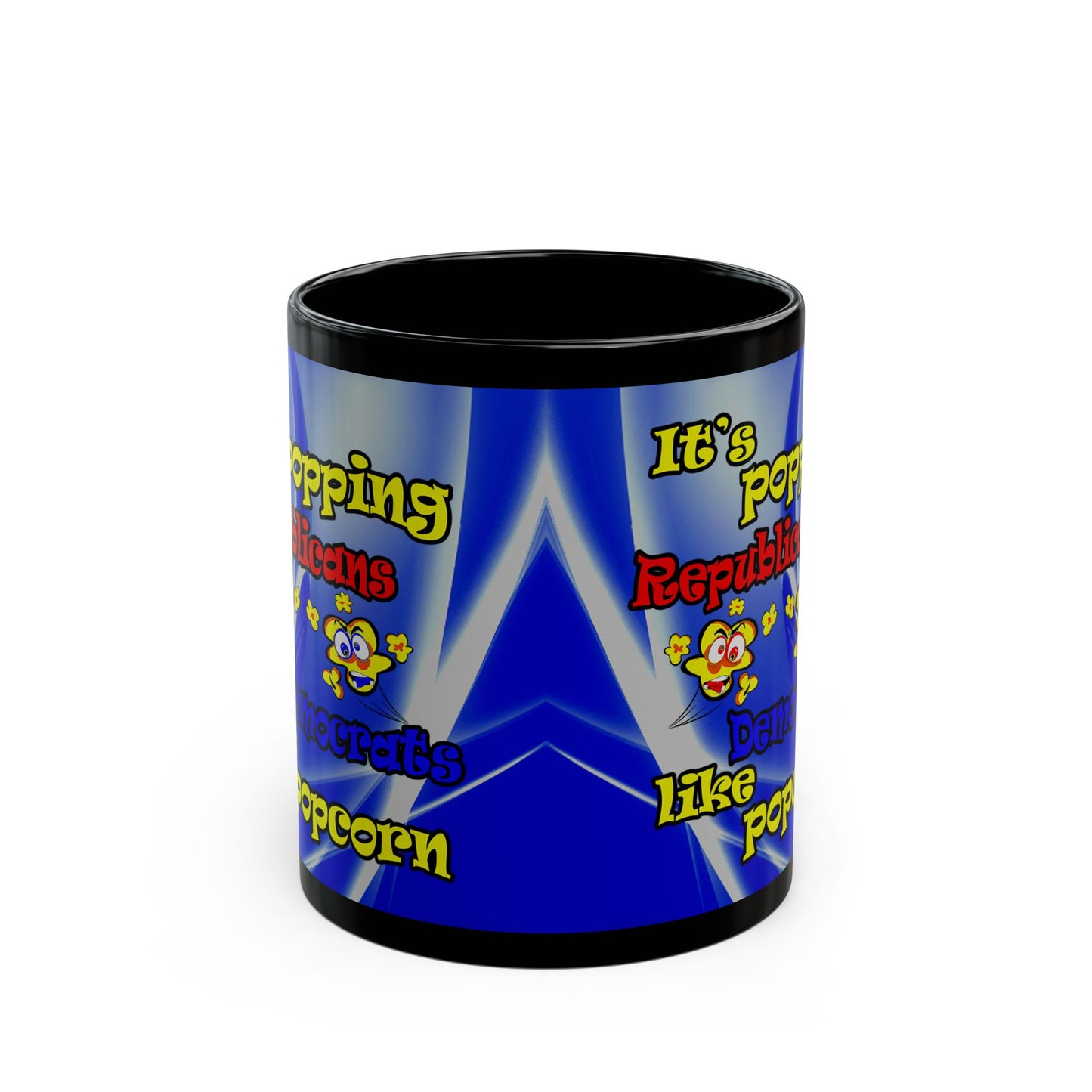 popping like popcorn - Black Mug (blue-white wave)
