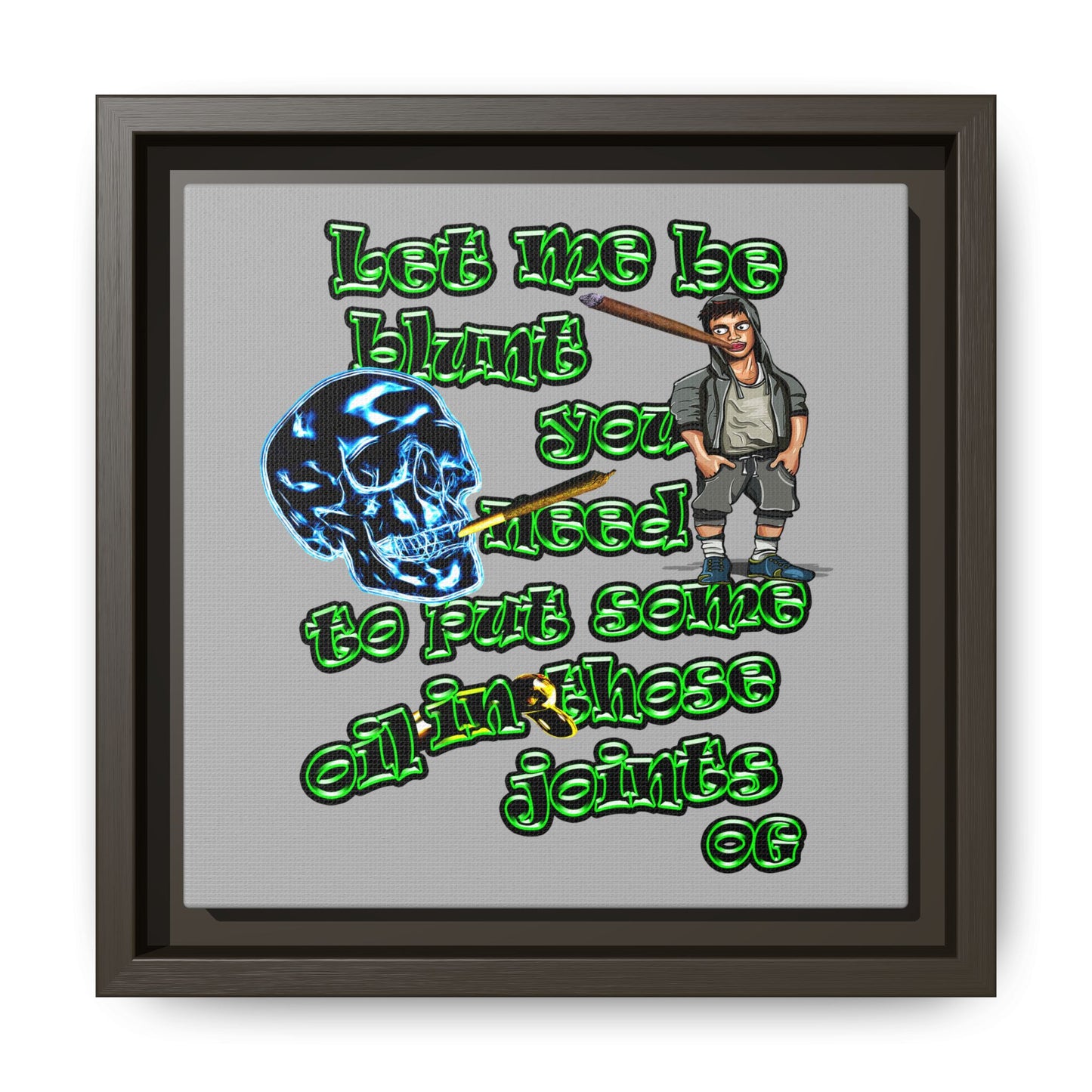og - framed canvas art (light grey)