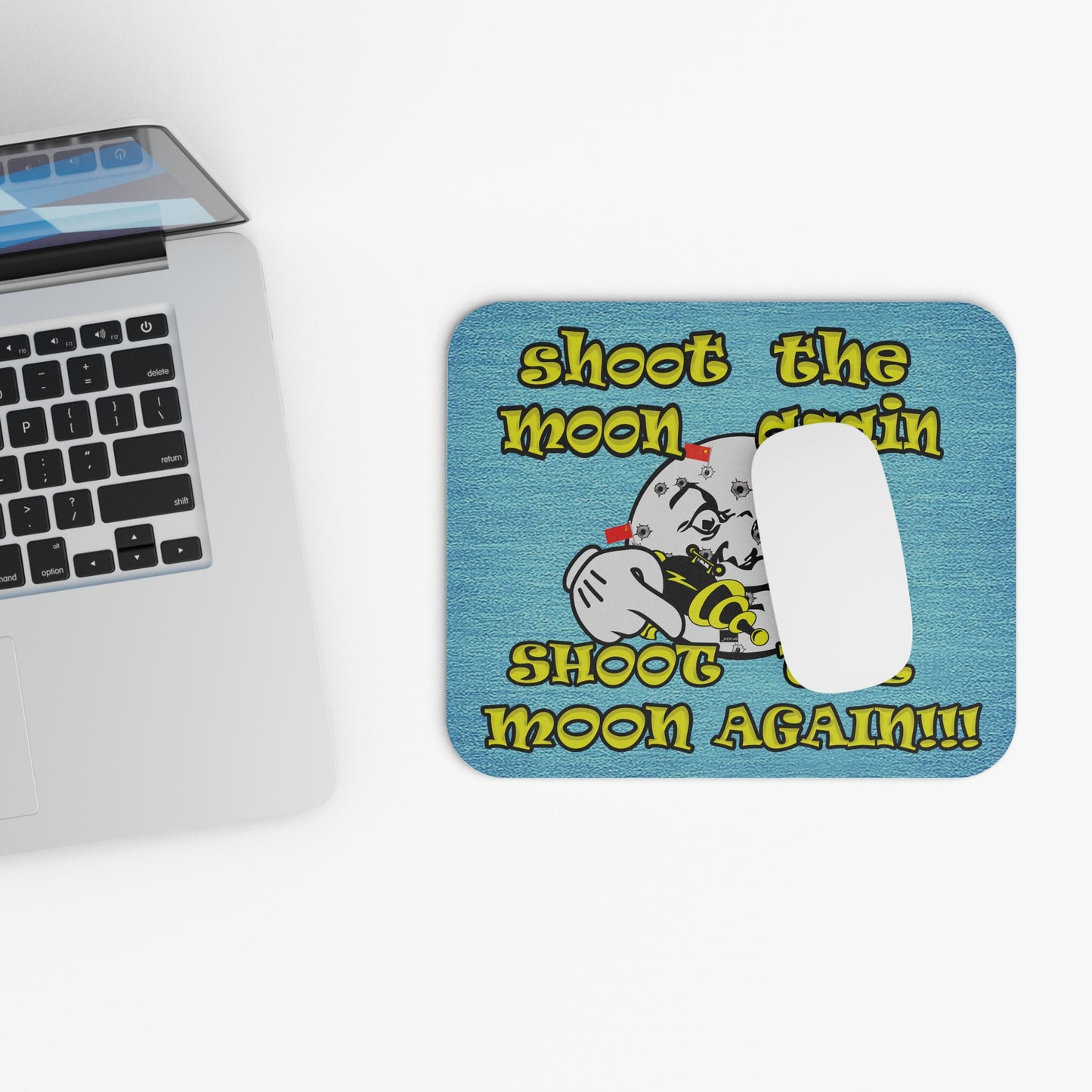 shoot the moon again - Mouse Pad (Rectangle) (faded blue)