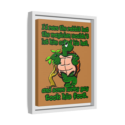 turtle race - framed canvas art (light brown)