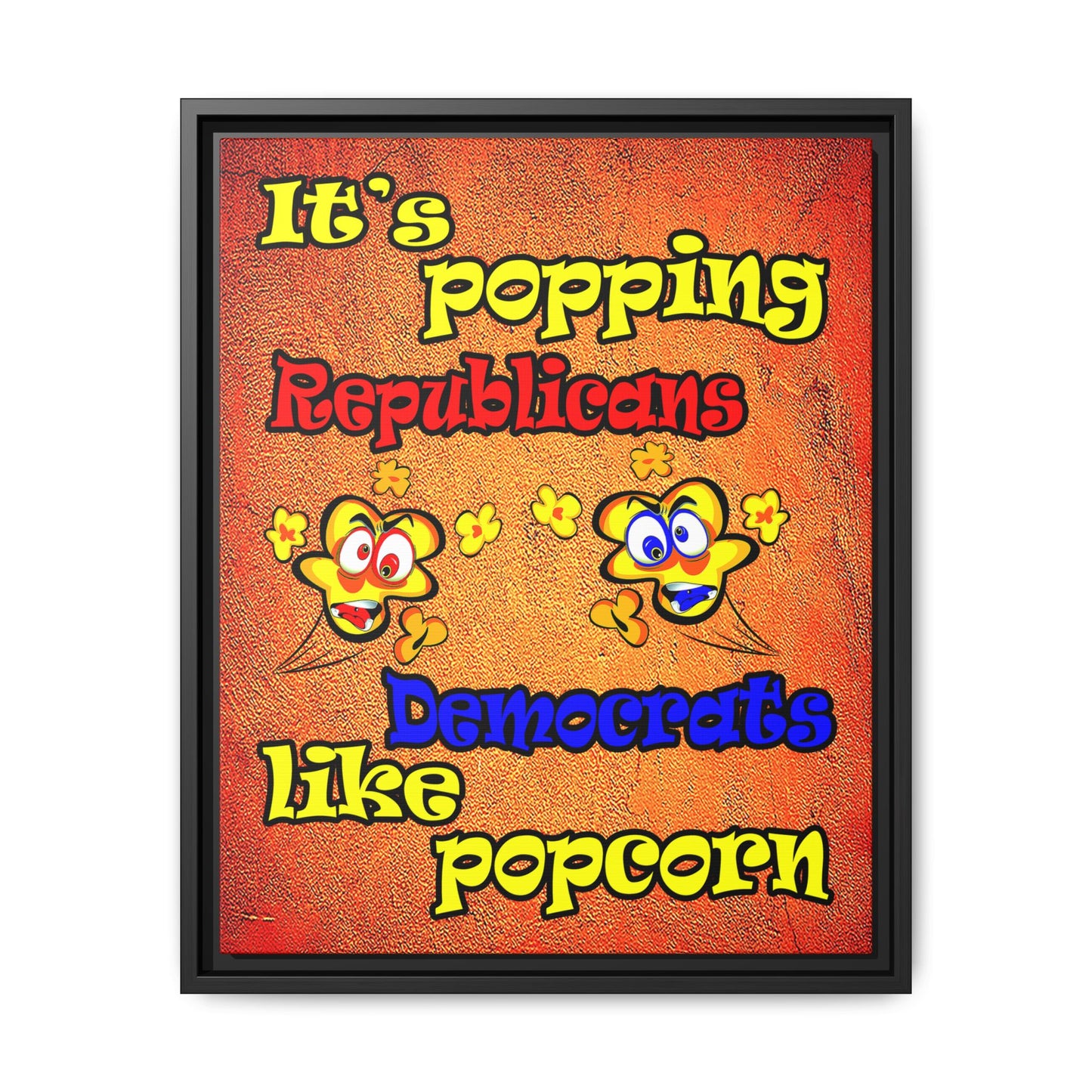 popping like popcorn - framed canvas art (burnt orange)