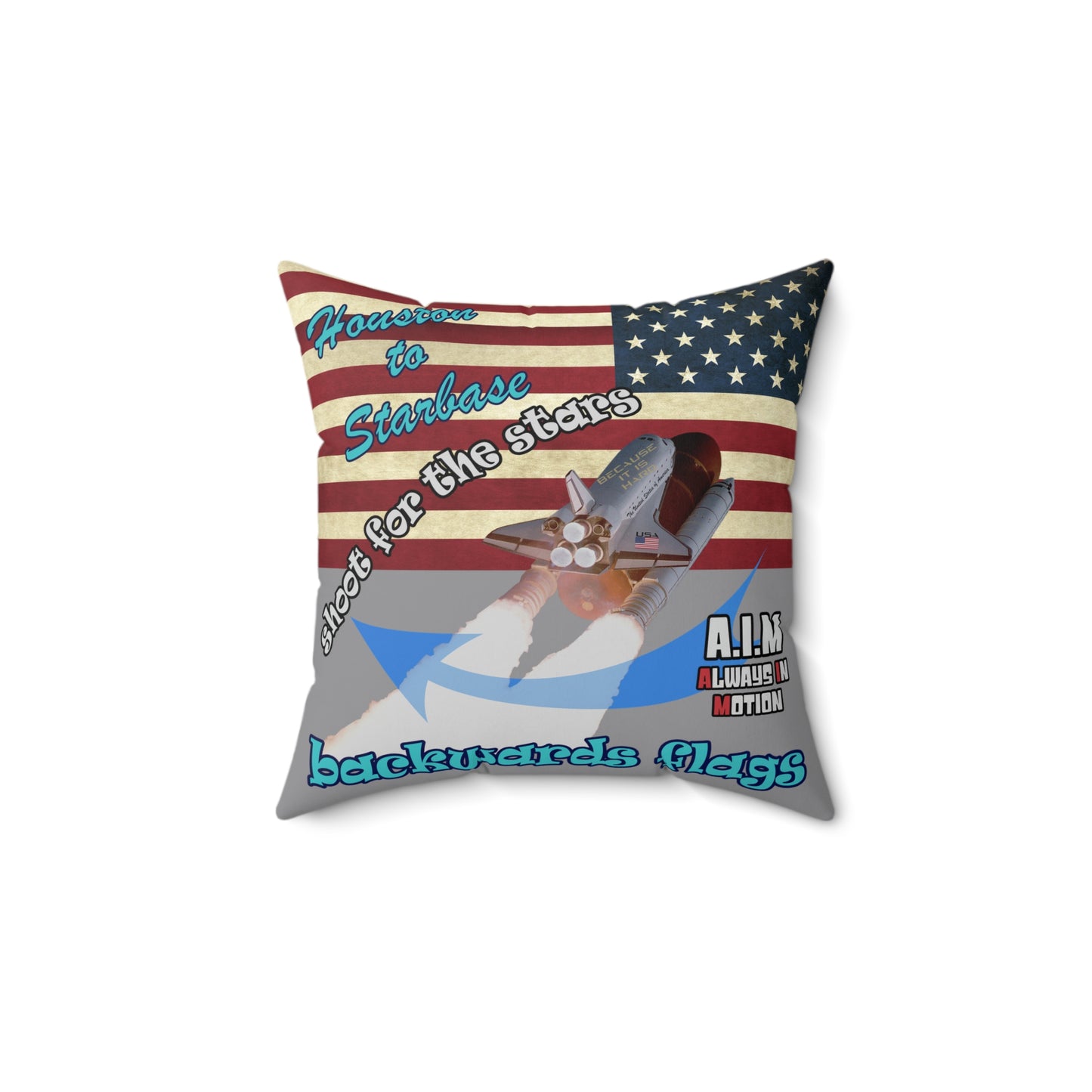 shoot for the stars - Spun Polyester Square Pillow - (grey)