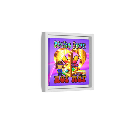 love peace - framed canvas art (purple-pink wave)