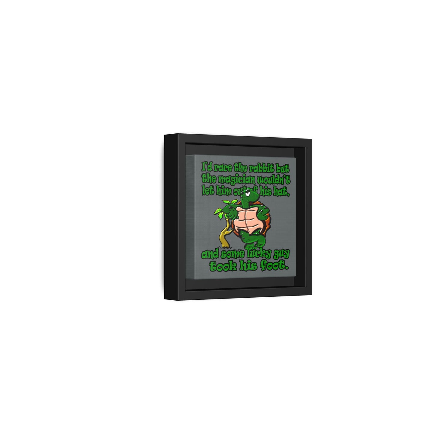 turtle race - framed canvas art (dark grey)