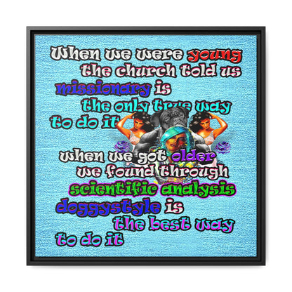 doggystyle - framed canvas art (faded blue)
