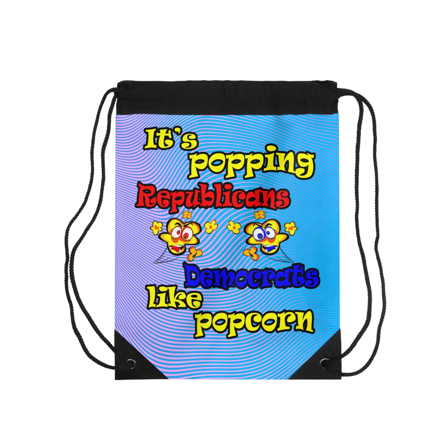 popping like popcorn - Drawstring Bag (light blue-purple wave)
