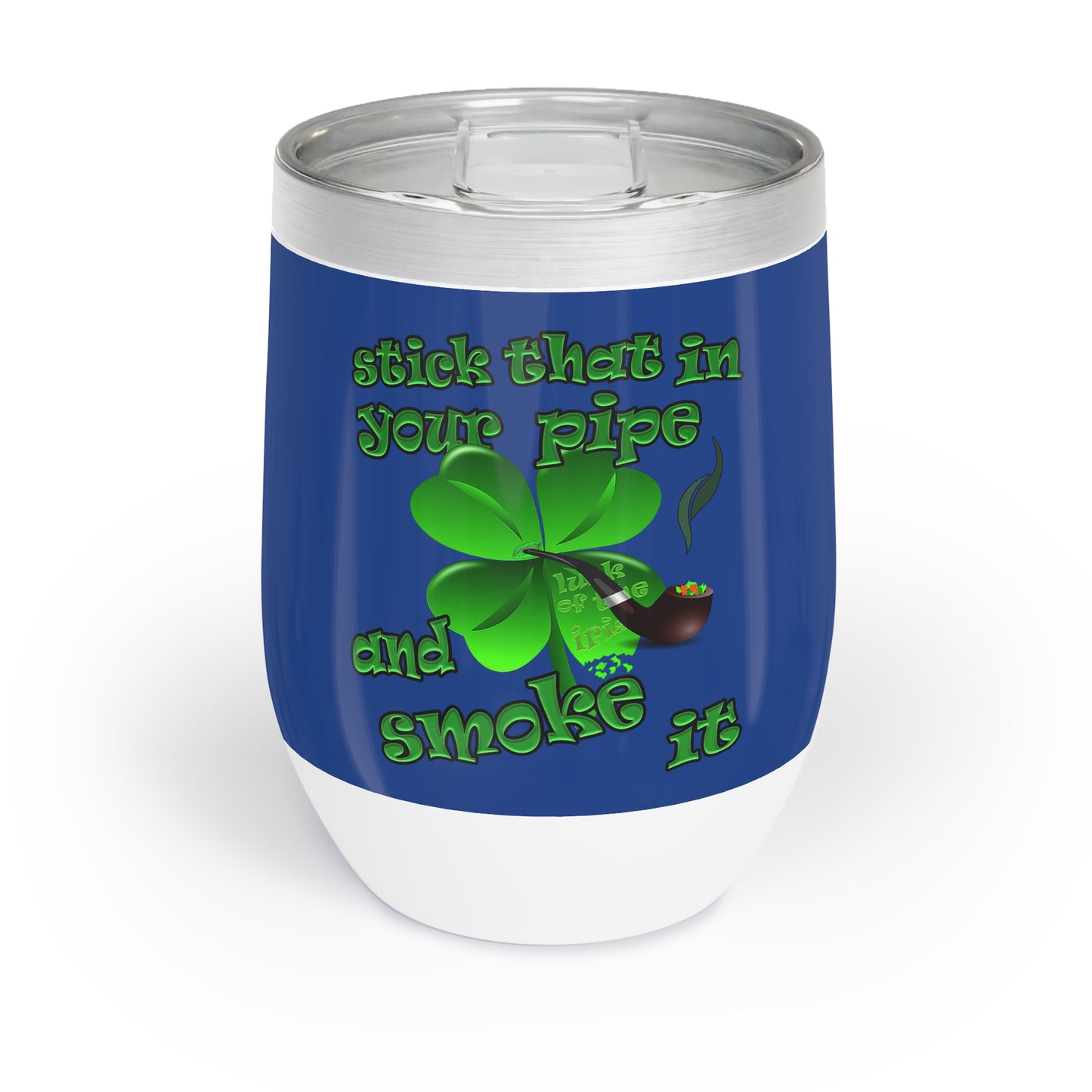 celtics logo - Chill Wine Tumbler (dark blue)
