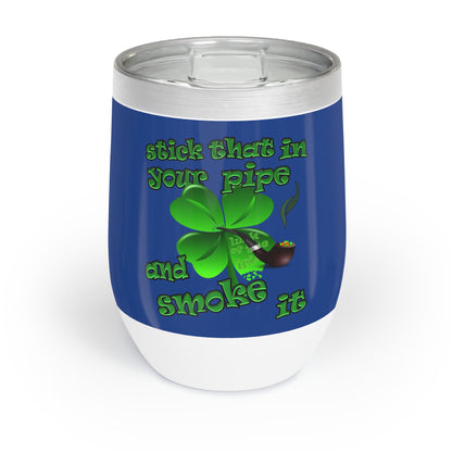 celtics logo - Chill Wine Tumbler (dark blue)