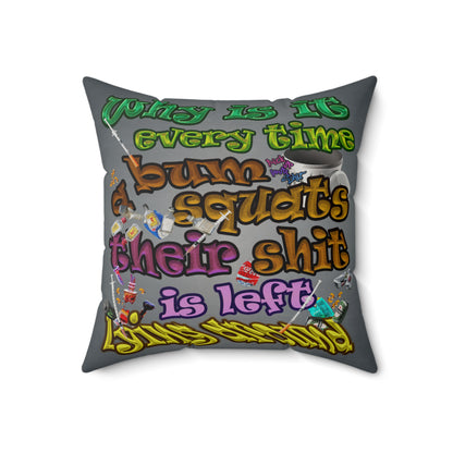 the bum's shit - Faux Suede Square Pillow - (grey-light grey)