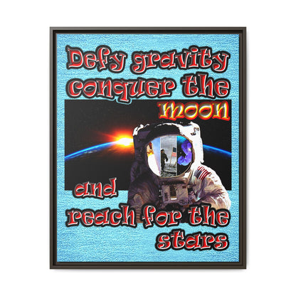 defy conquer reach - framed canvas art (faded blue)