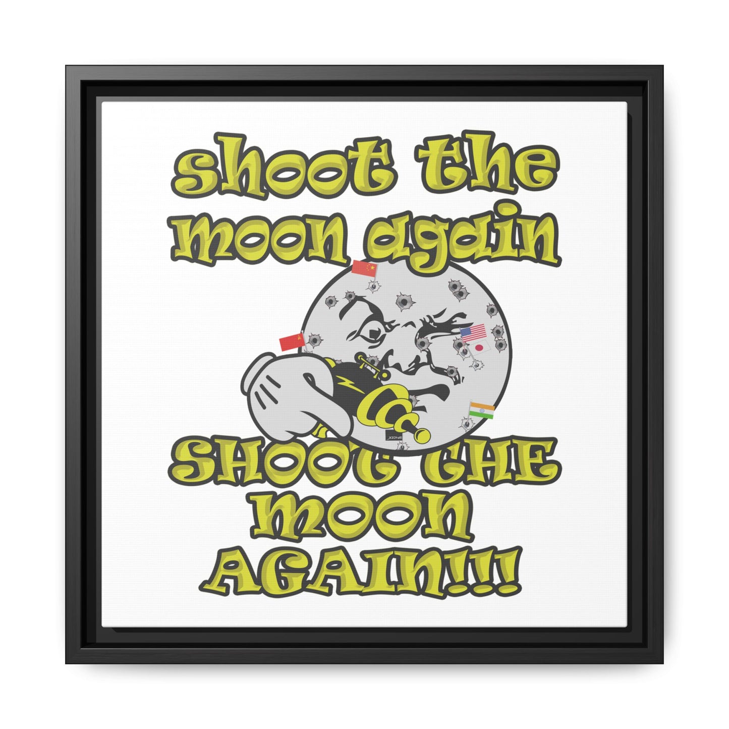 shoot the moon again - framed canvas art (white)