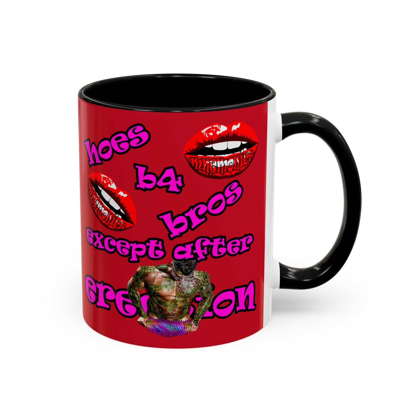 hoes b4 bros - Accent Mug (dark red)