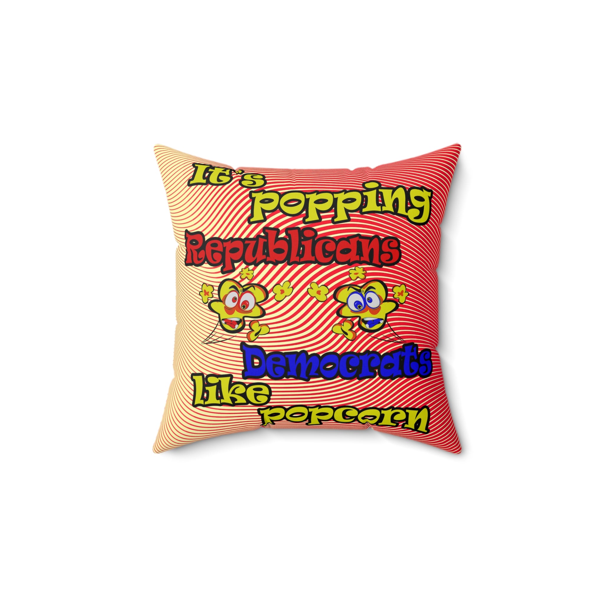 popping like popcorn - Spun Polyester Square Pillow - (yellow-orange wave)
