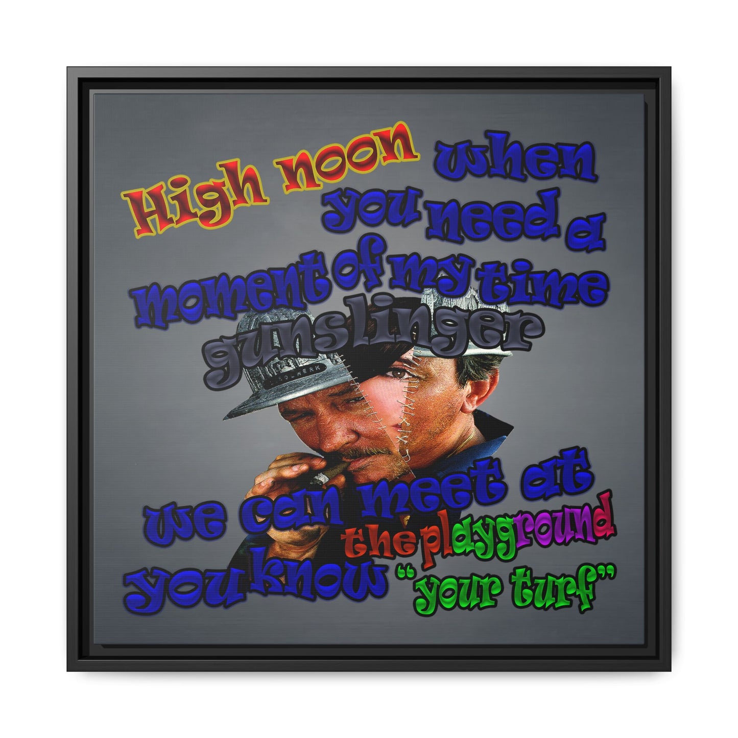 high noon - framed canvas art (grey-light grey)