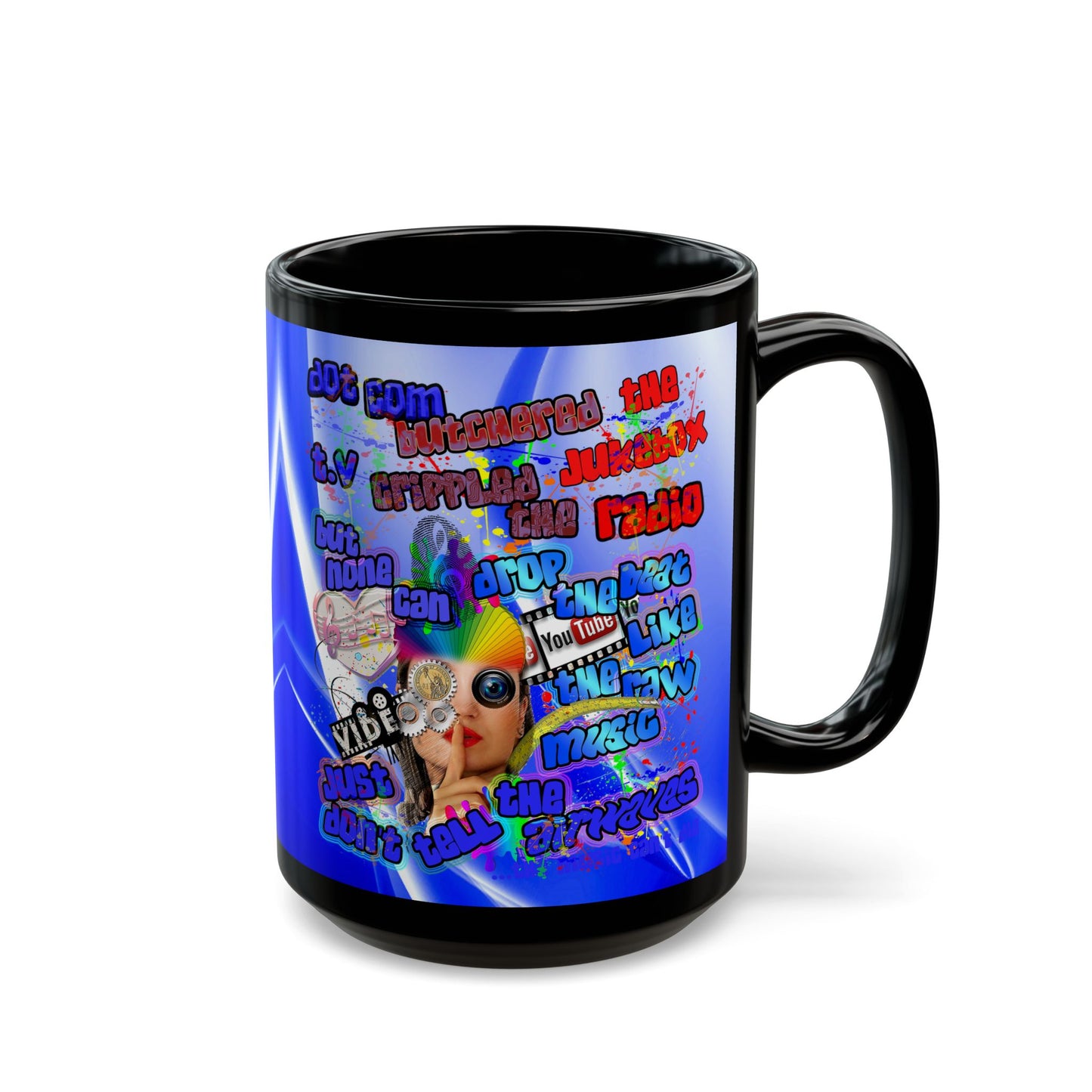 drop the beat - Black Mug (blue-white wave)