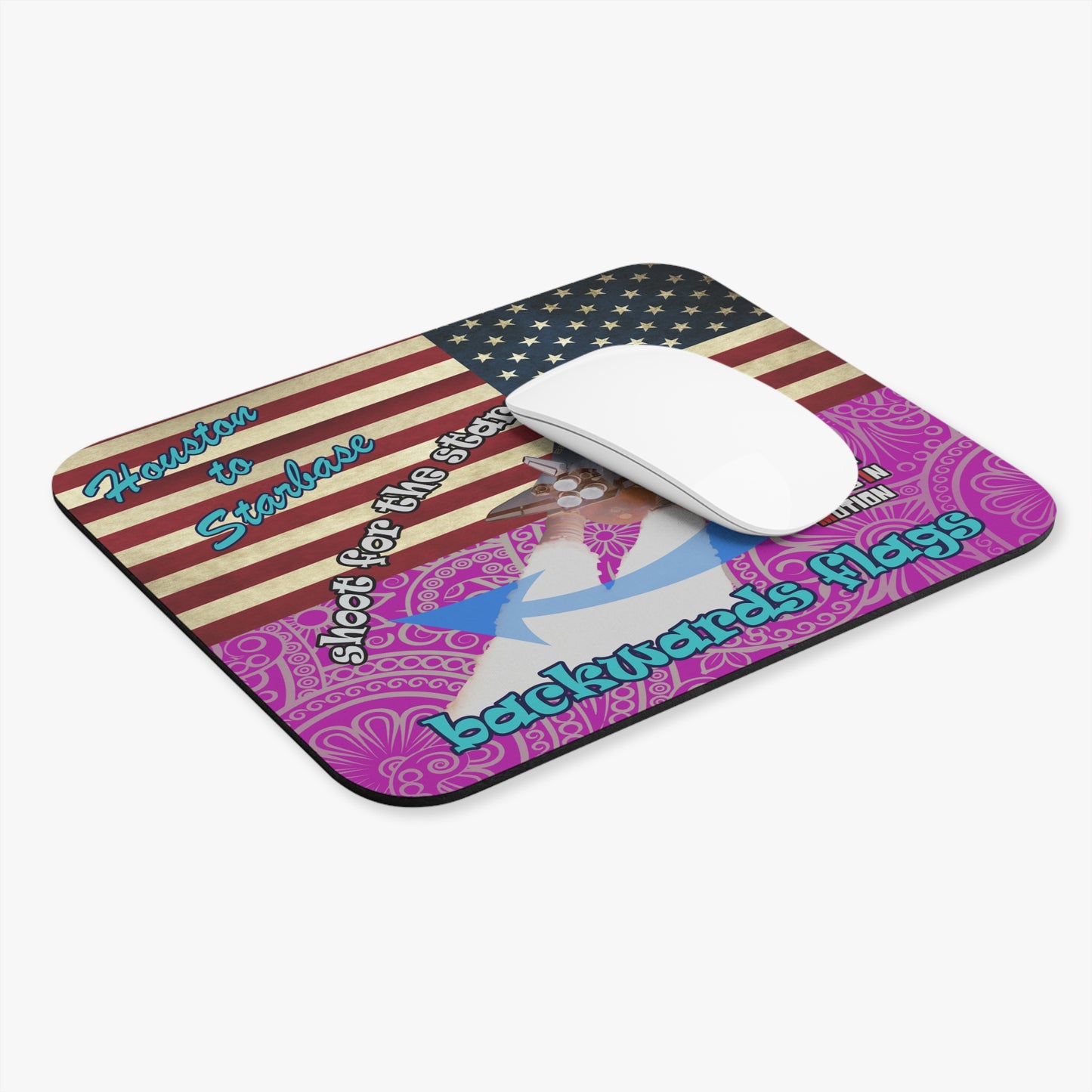 shoot for the stars - Mouse Pad (Rectangle) - (pink swirl)