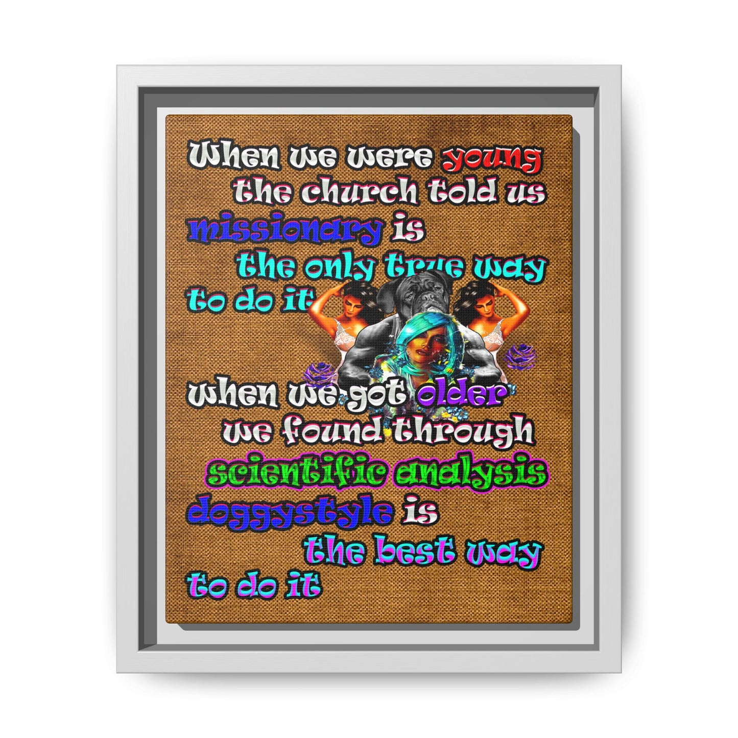 doggystyle - framed canvas art (brown papyrus)