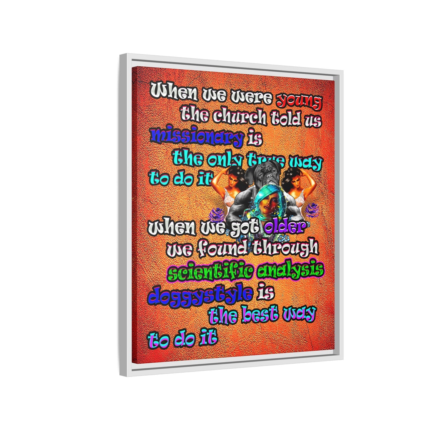 doggystyle - framed canvas art (burnt orange)