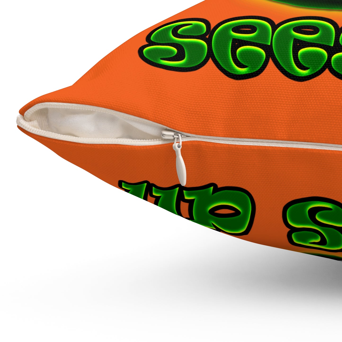 green monster - Spun Polyester Square Pillow - (orange)