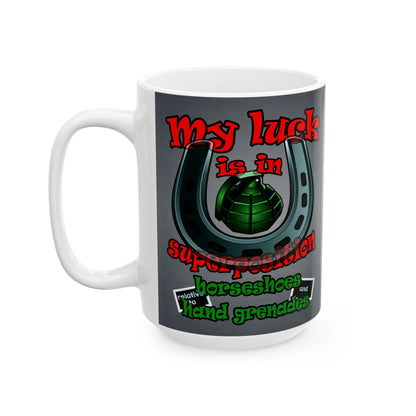 my luck - White Mug (grey-light grey)