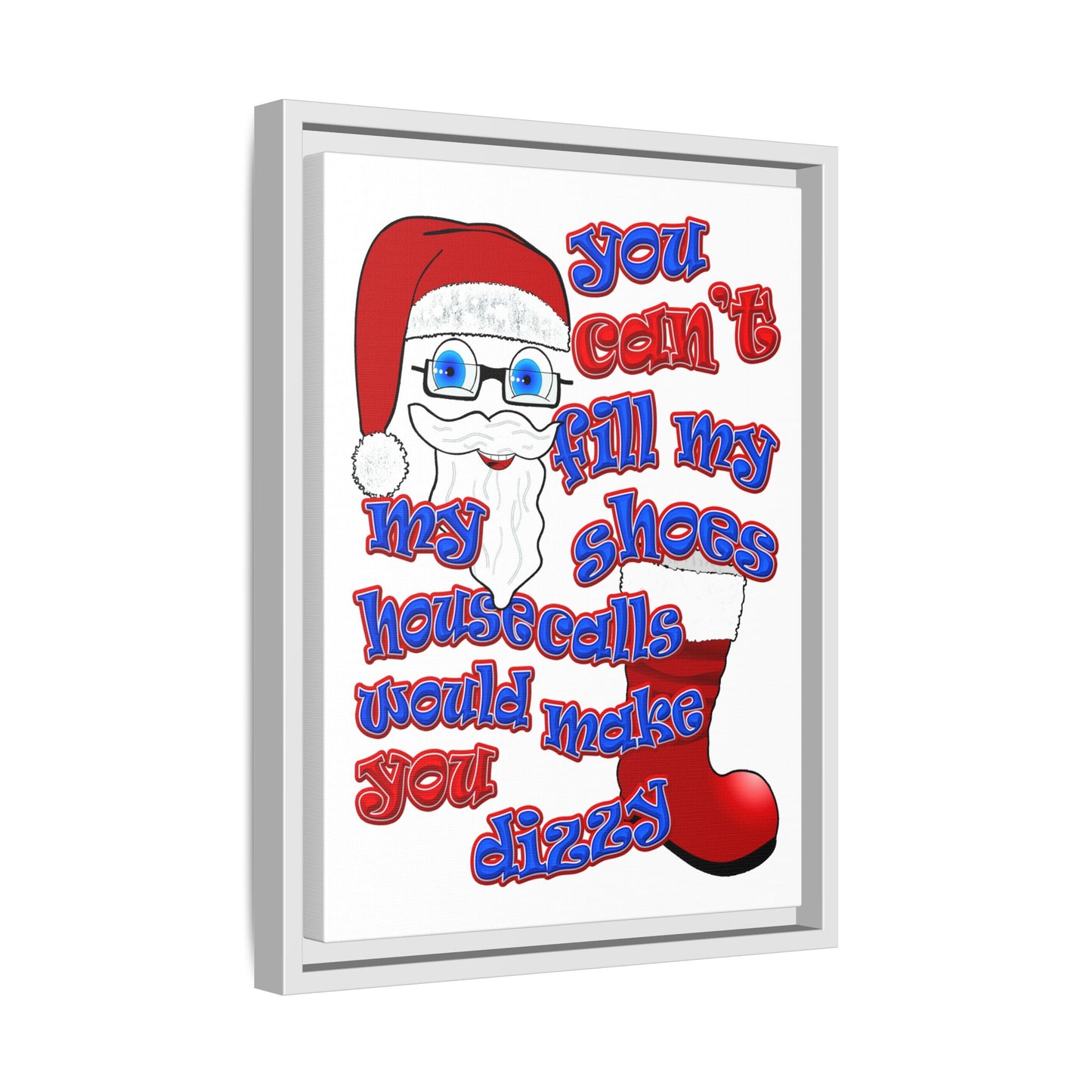 santa's shoes - framed canvas art (white)