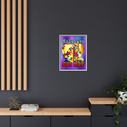 love peace - framed canvas art (purple wave)