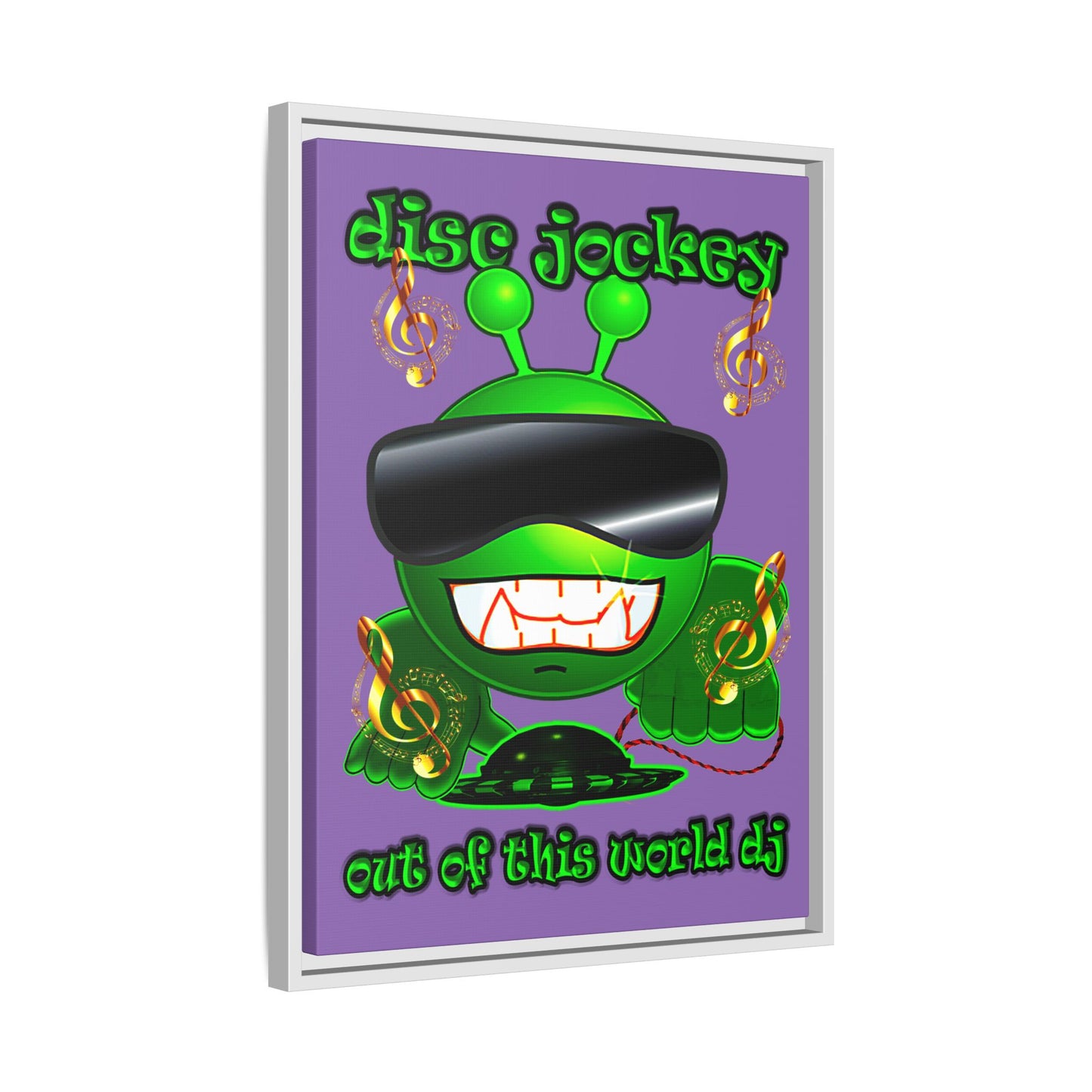 disc jockey - framed canvas art (light purple)