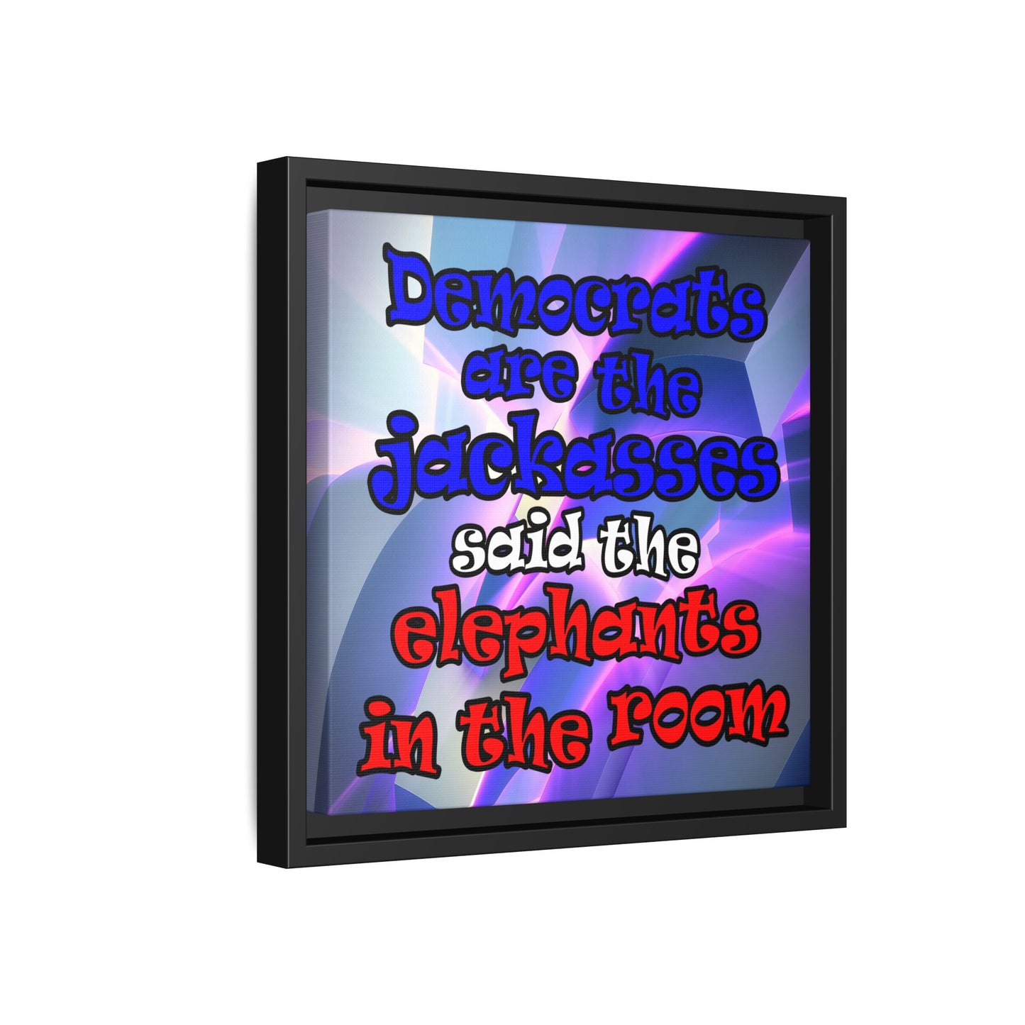 donkeys and elephants - framed canvas art (grey-pink wave)