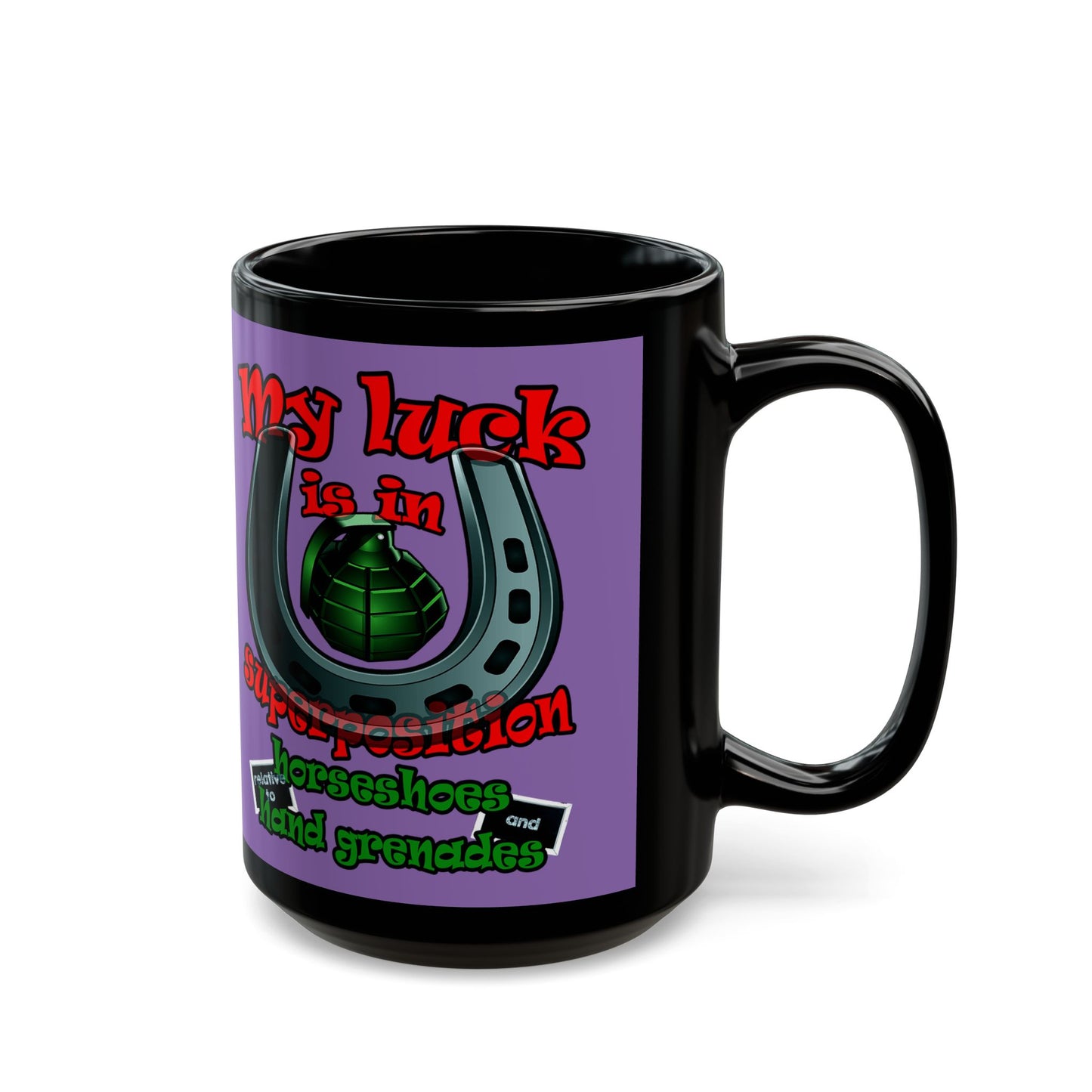 my luck - Black Mug (light purple)
