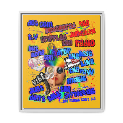 drop the beat - framed canvas art (yellow)
