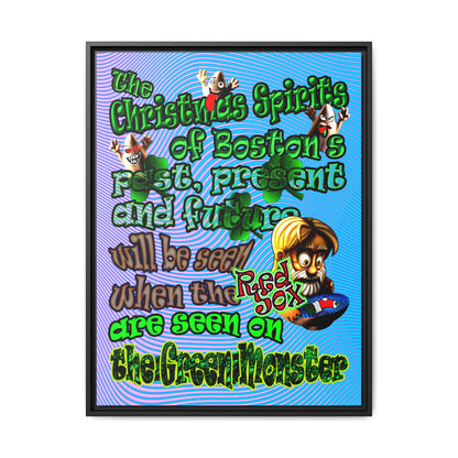christmas spirits of boston - framed canvas art (light blue-purple wave)