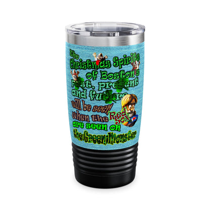 christmas spirits of boston - Ringneck Tumbler, 20oz (faded blue)