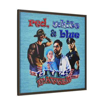 rw&b lives matter - framed canvas art (faded blue)