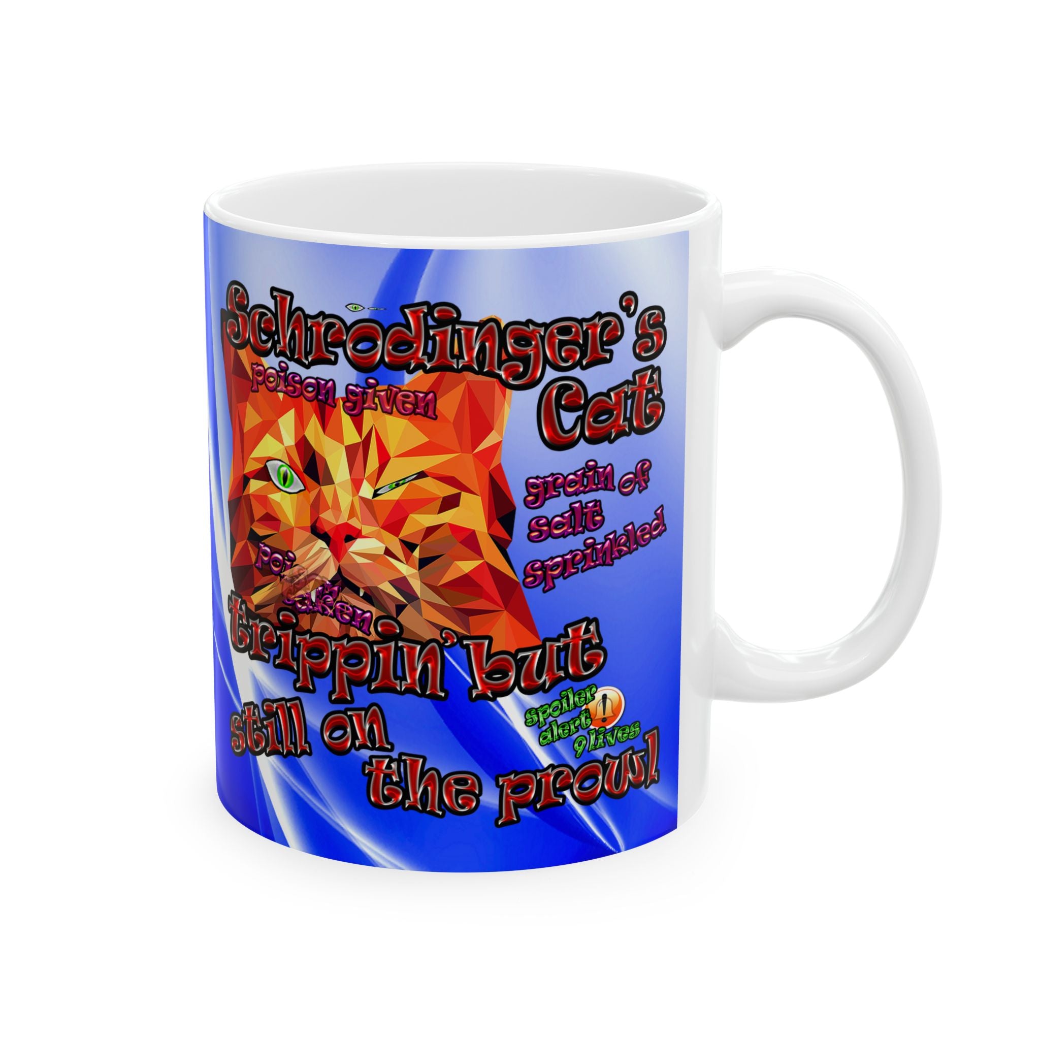 schrodinger's cat - White Mug (blue-white wave)