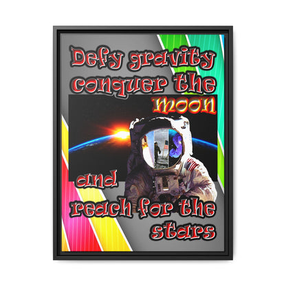 defy conquer reach - framed canvas art (rainbow split)