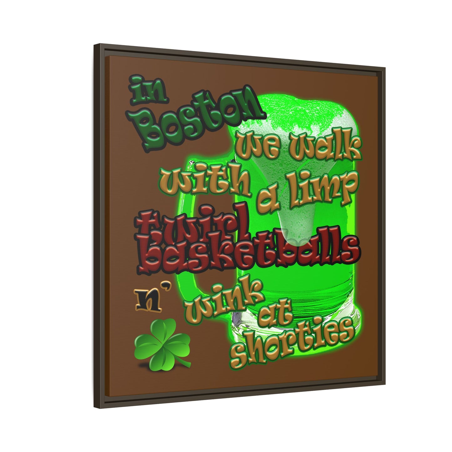 celtics logo - framed canvas art (brown)
