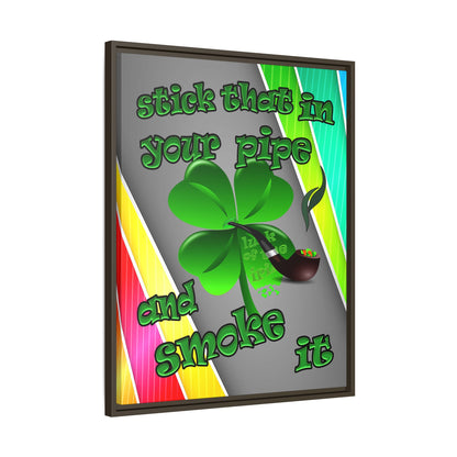 stick that in your pipe and smoke it - framed canvas art (rainbow split)