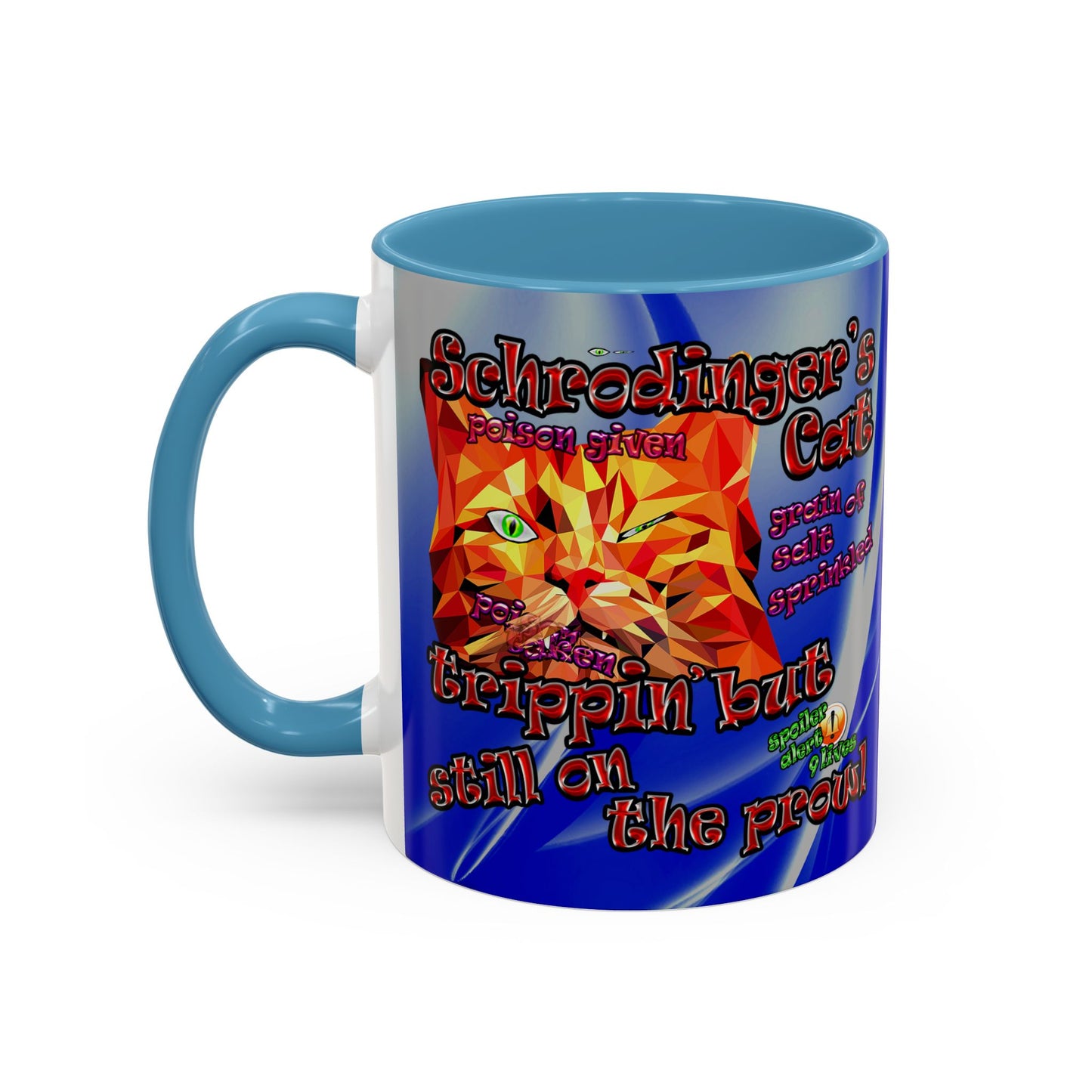 schrodinger's cat - Accent Mug (blue-white wave)