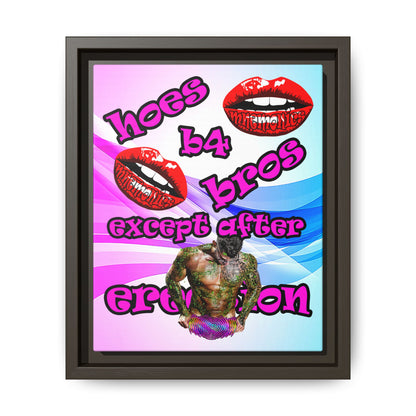 hoes b4 bros - framed canvas art (light blue-pink wave)