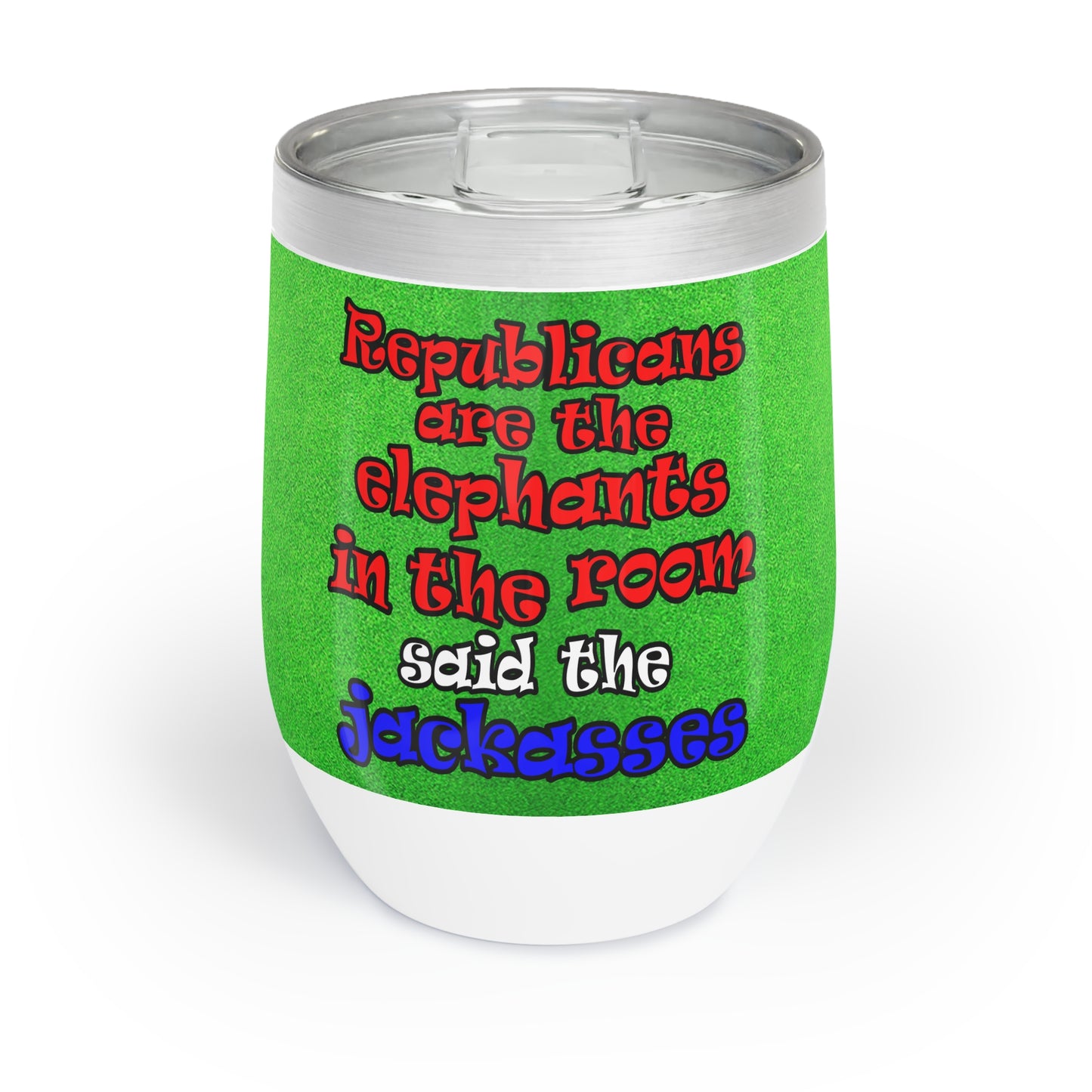 donkeys and elephants - Chill Wine Tumbler (green turf)