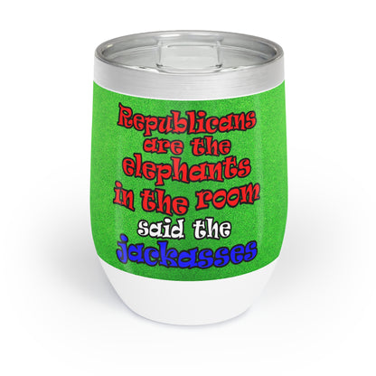 donkeys and elephants - Chill Wine Tumbler (green turf)