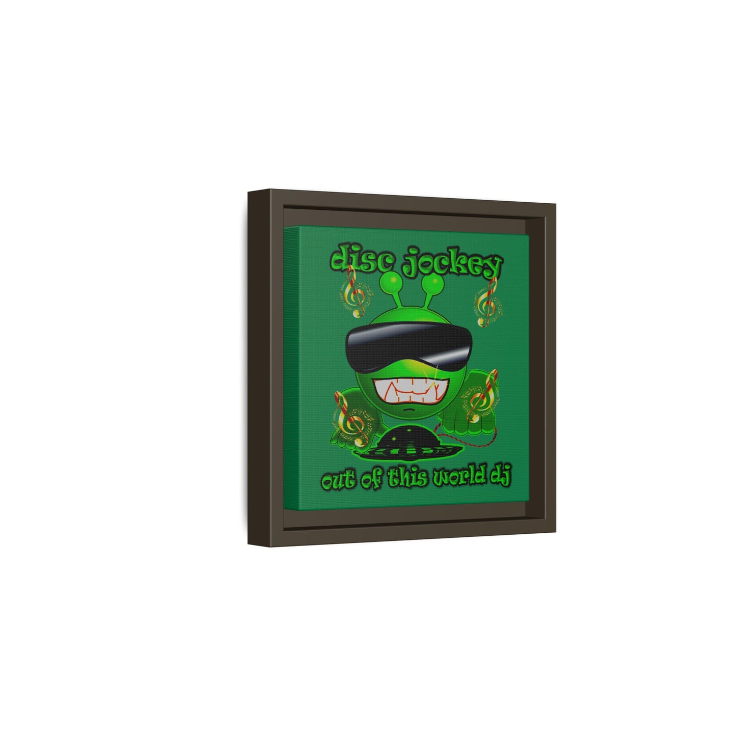 disc jockey - framed canvas art (dark green)
