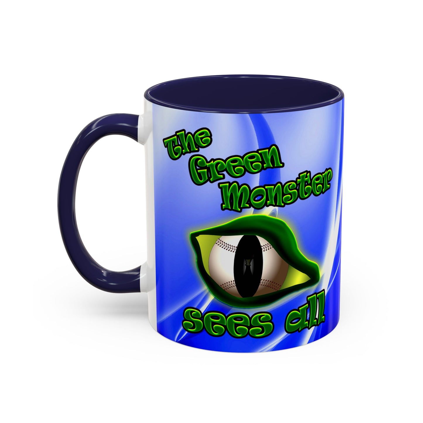 green monster - Accent Mug (blue-white wave)